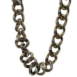 Vintage Silver Cuban Link Chunky Chain Necklace Steam Punk Goth Fashion Jewelry